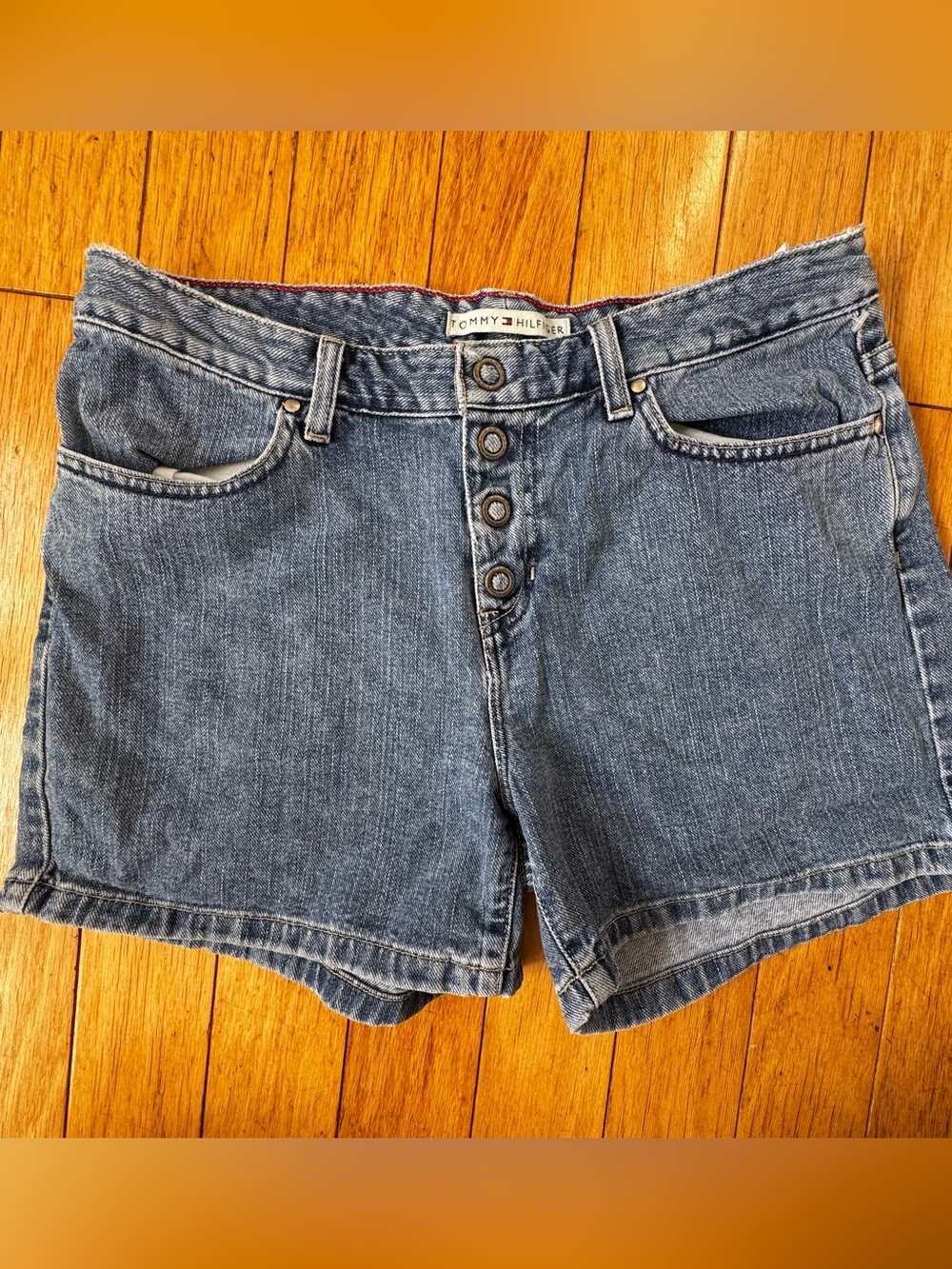 Vintage Tommy Hilfiger 90s Denim Mom Shorts Button Fly Size 8
